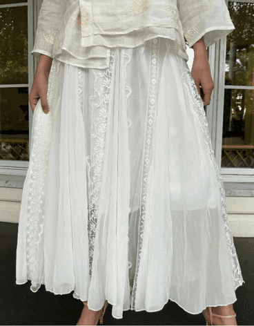 Flowy Skirt Floral White - Image 3