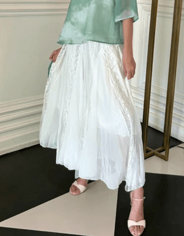 Flowy Skirt Floral White - Image 2