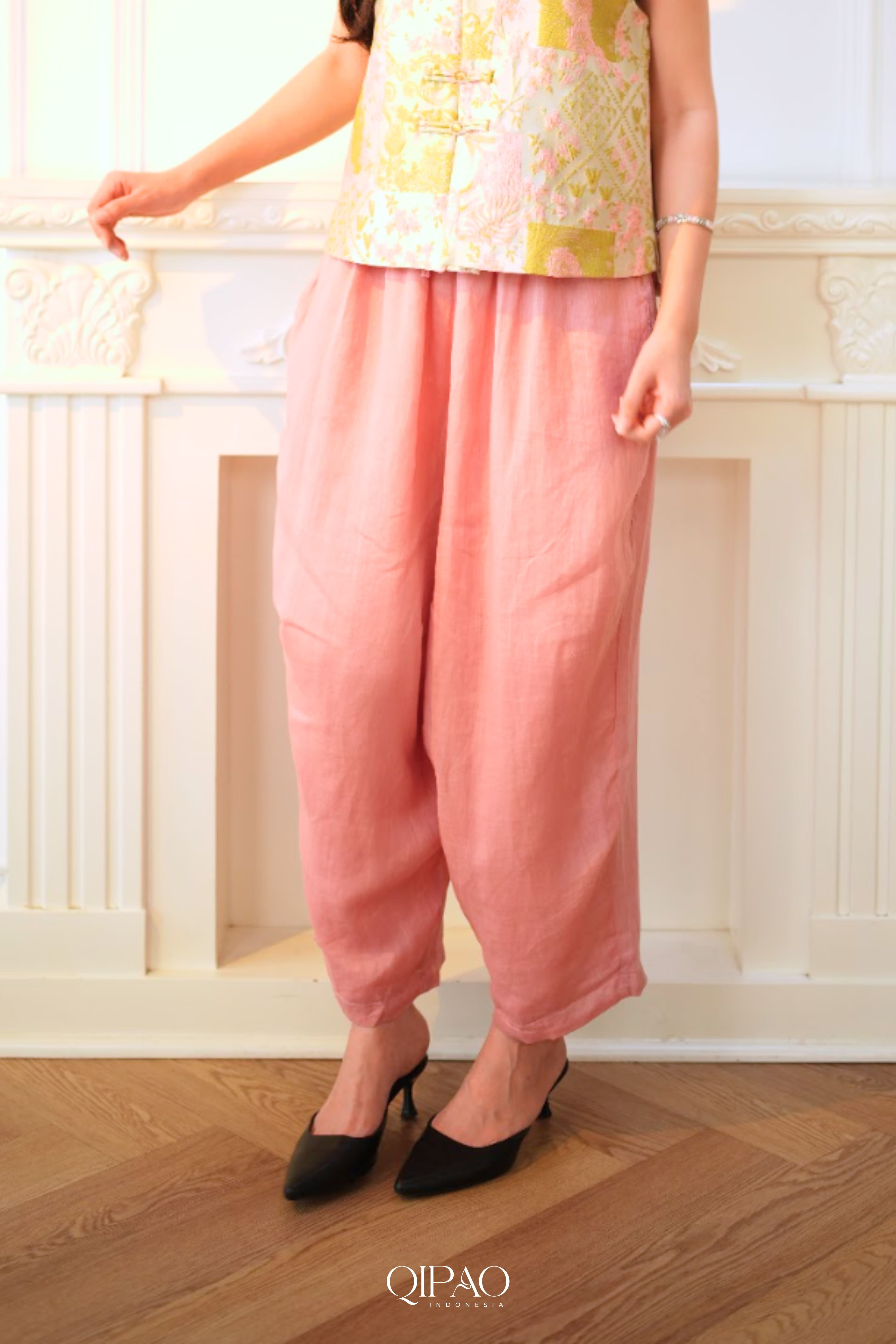 Soft Blush Ramie Pants - Celana Panjang Wanita Pink Ramie - 2
