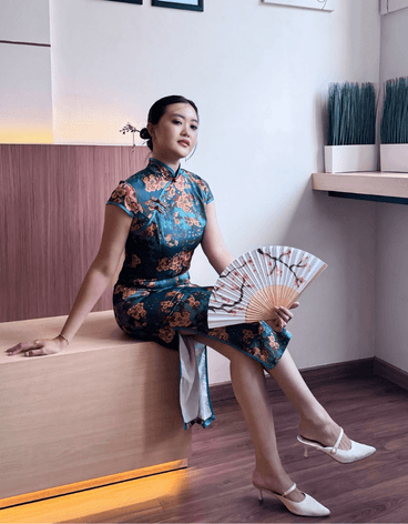 Classic Teal Floral Dress - Image 6