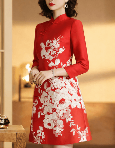 Classic Chinese Floral Dress - Image 2