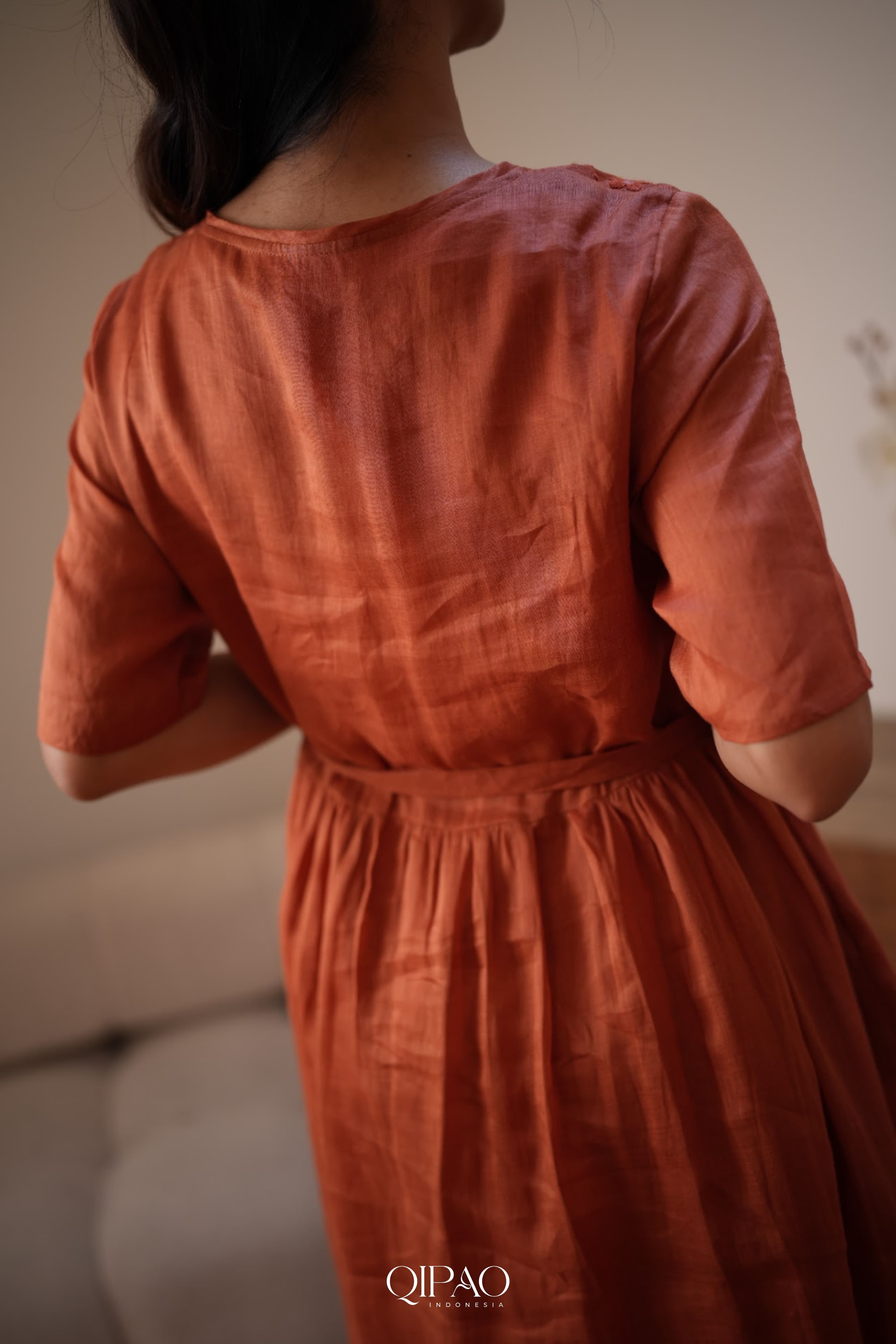 Meilin Scarlet Red Embroidered Dress - 5