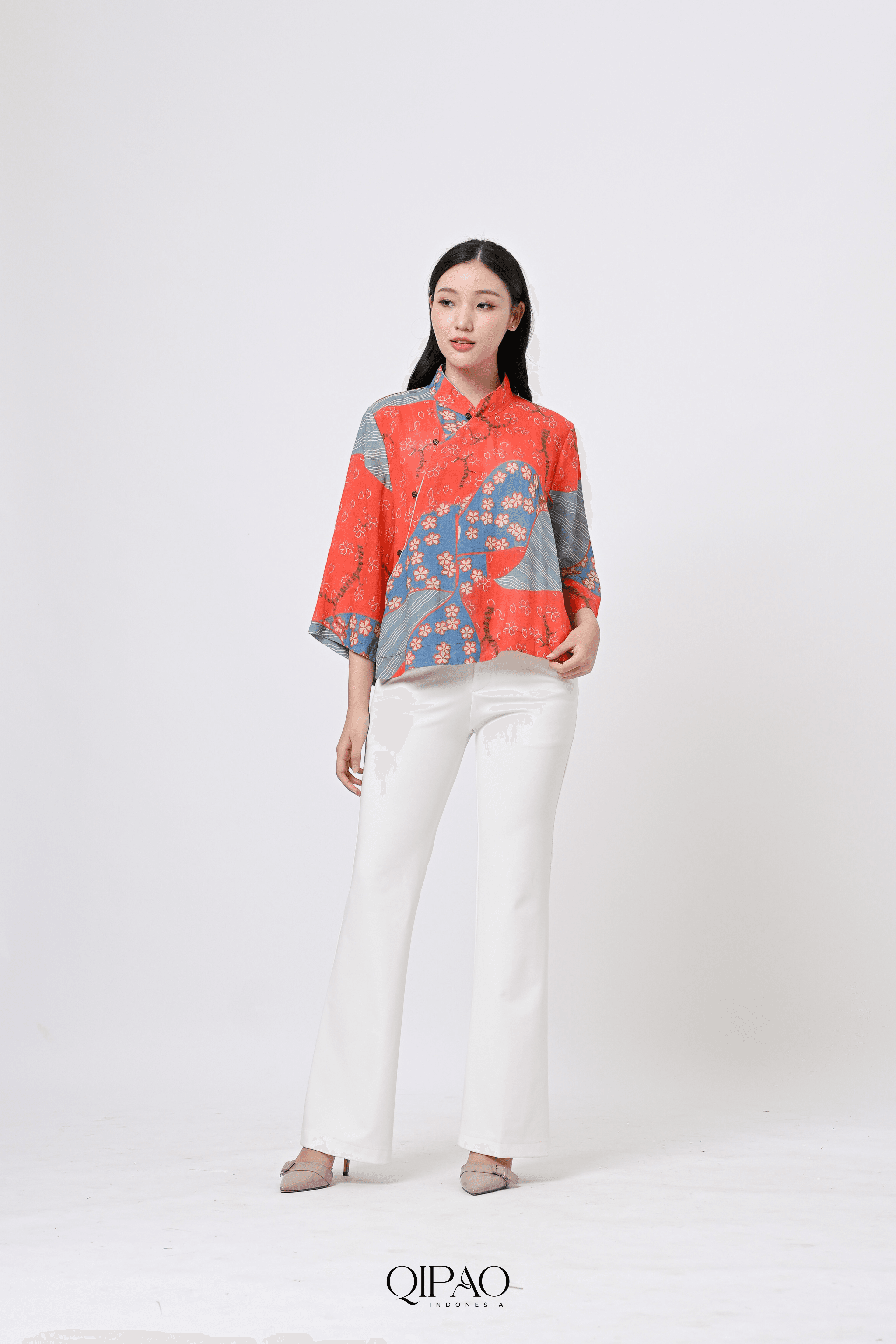 Anthurium Red Ramie Blouse - 3