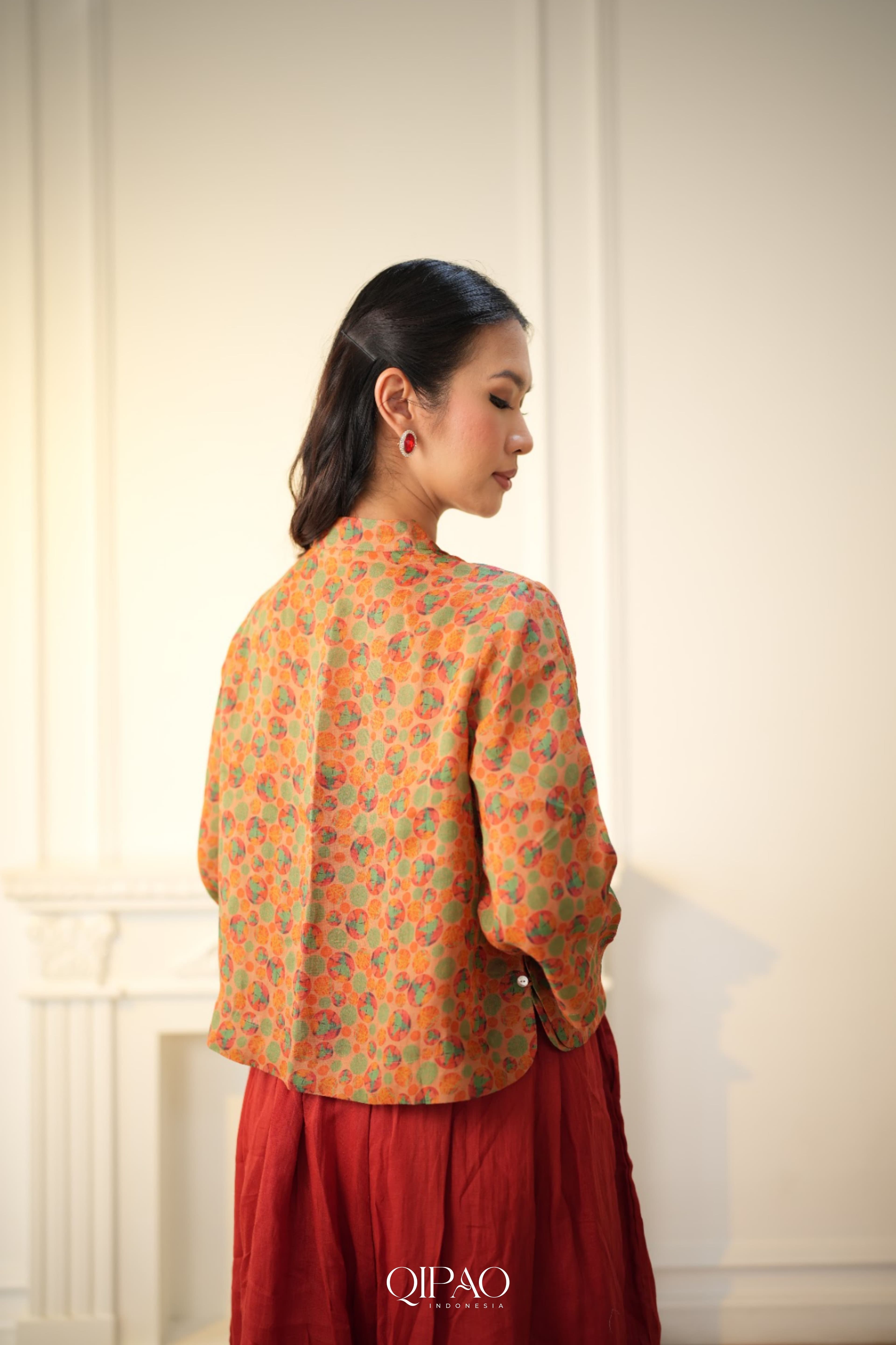 Aruna Printed Qipao Blouse - 3
