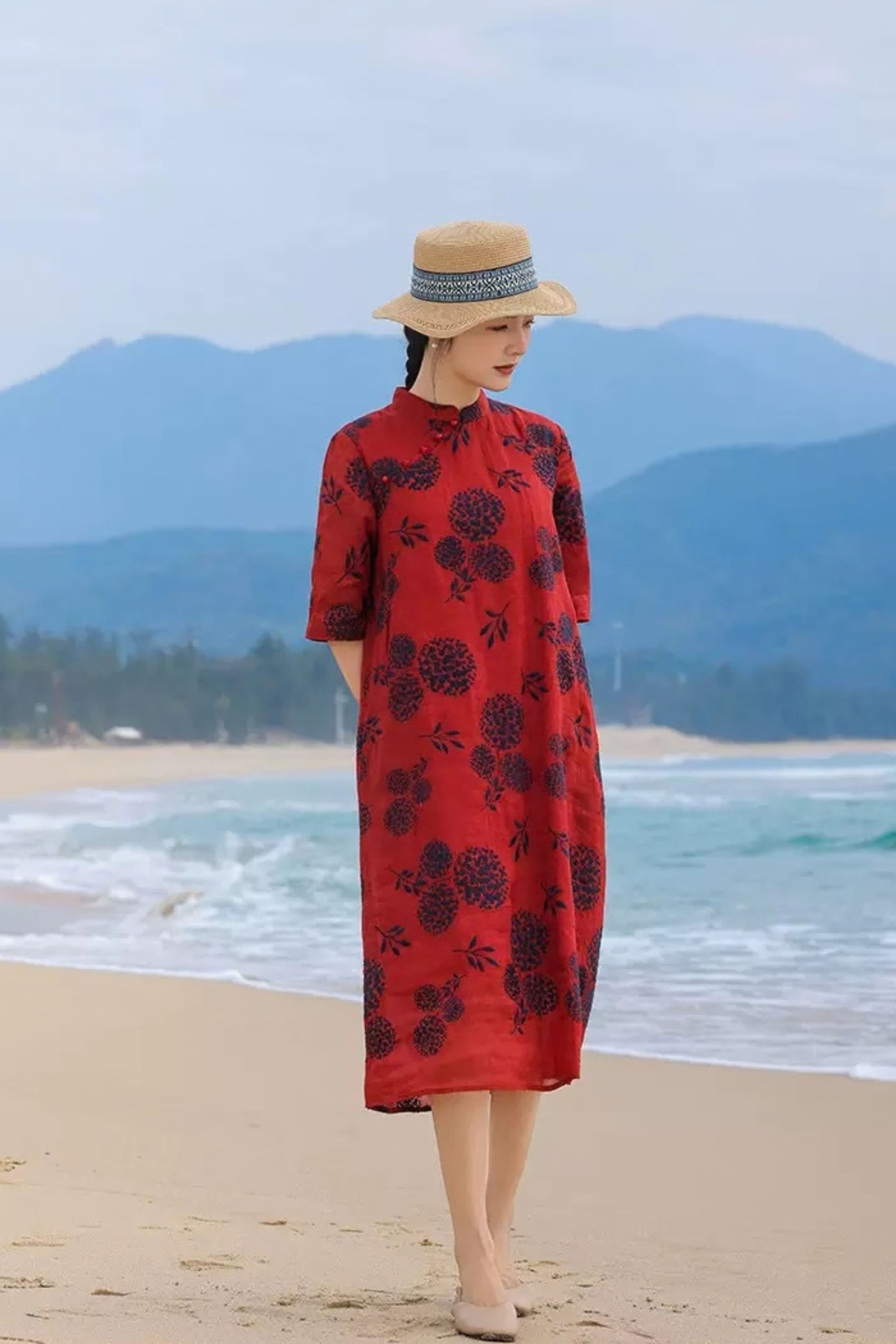 Cecilia Scarlet Floral Qipao Dress - 4