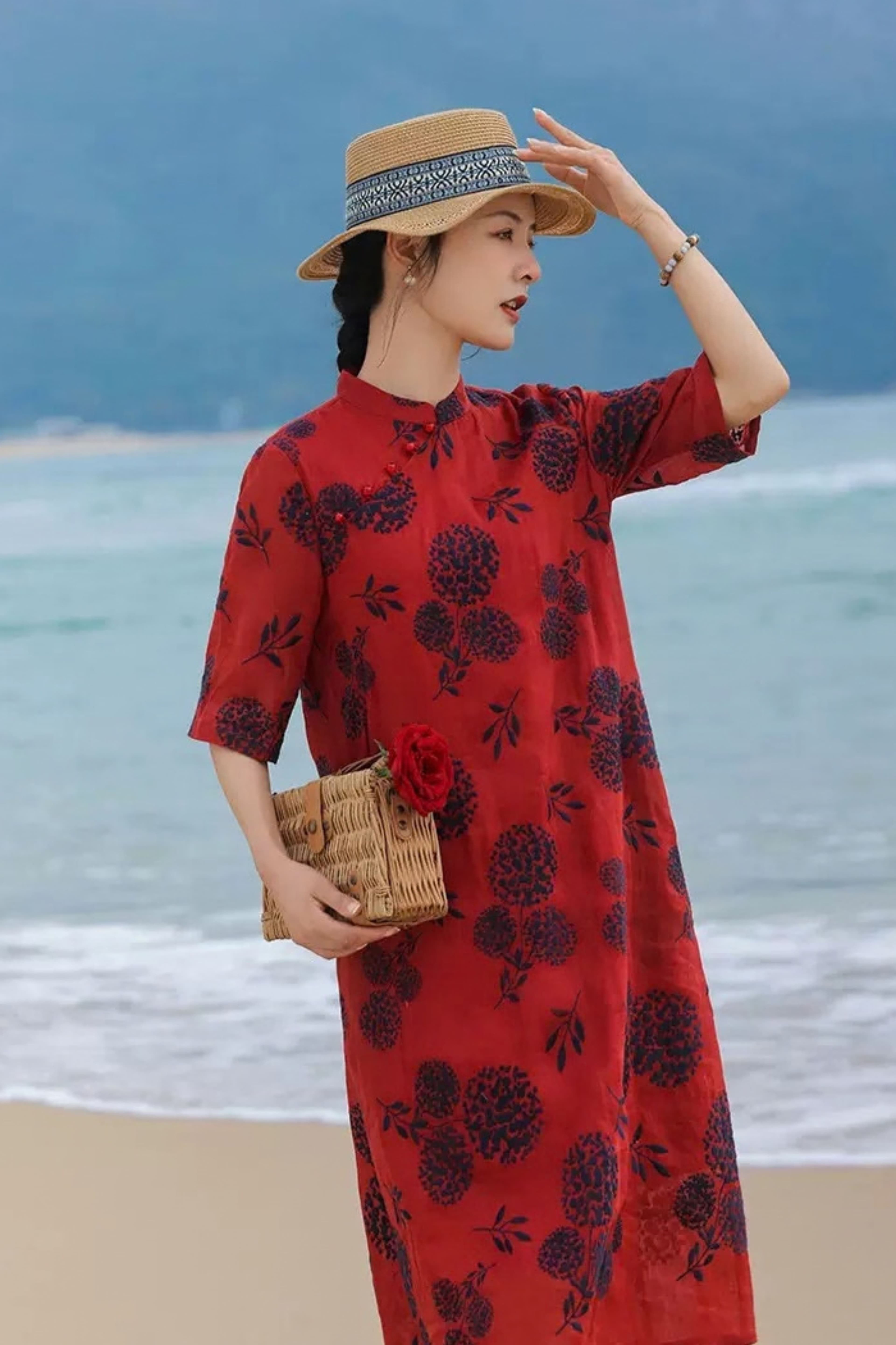 Cecilia Scarlet Floral Qipao Dress - 1