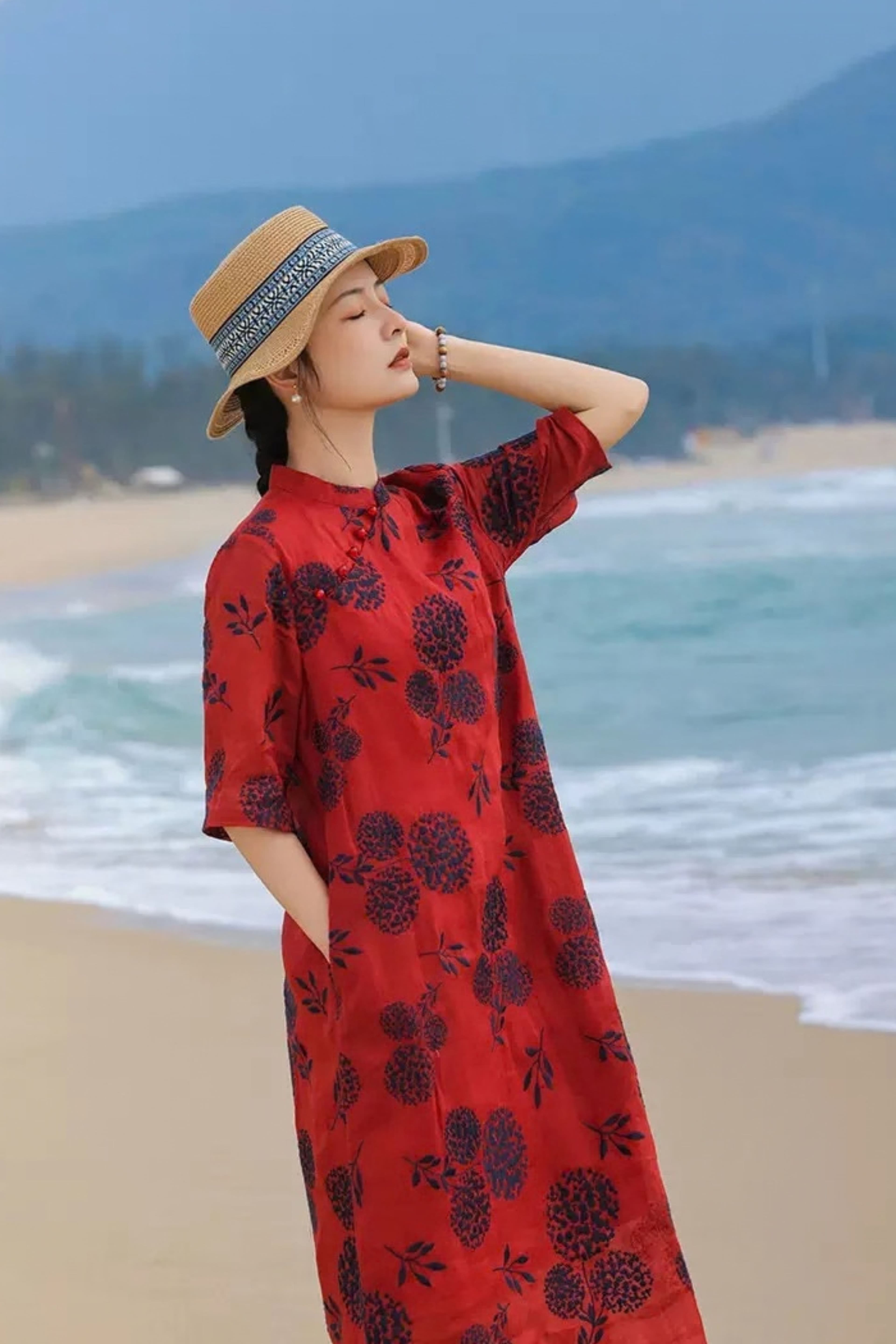 Cecilia Scarlet Floral Qipao Dress - 2