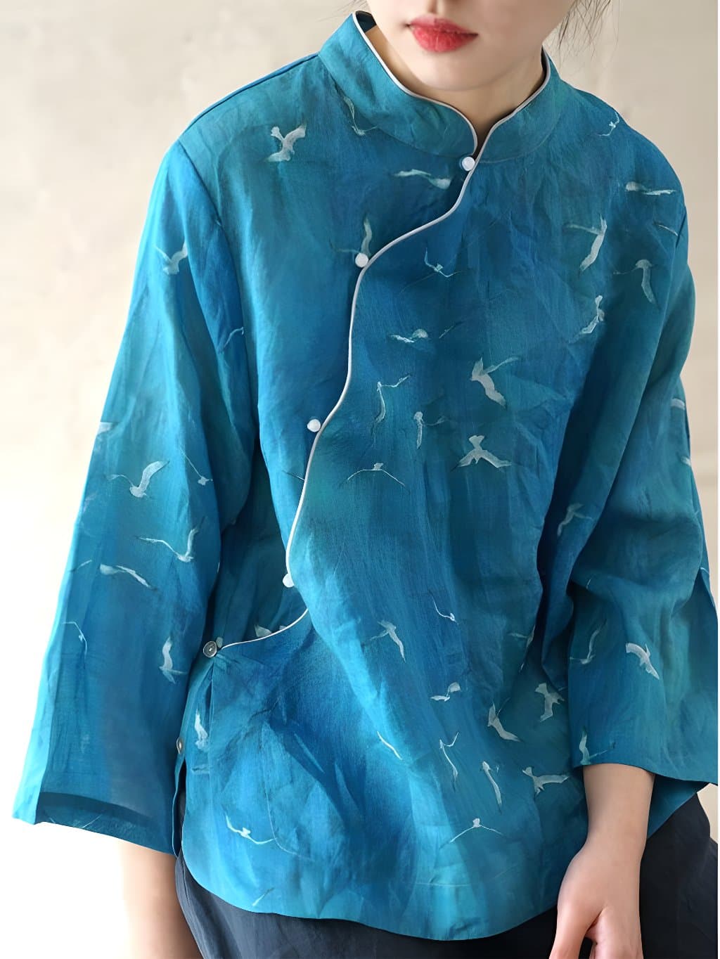Dragon Blue Ramie Blouse - 2