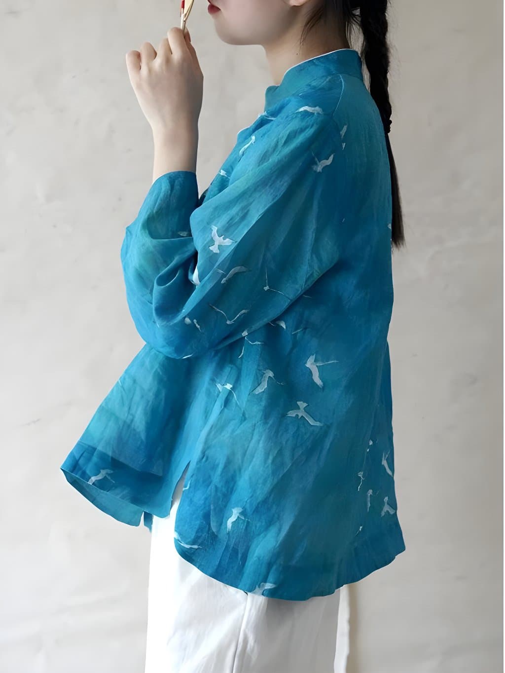 Dragon Blue Ramie Blouse - 3