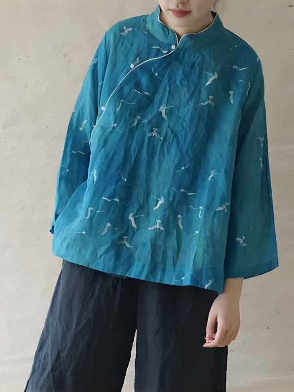 Dragon Blue Ramie Blouse - 1