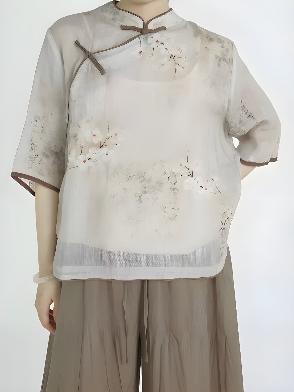 Estelle Floral Ramie Qipao Blouse - 1