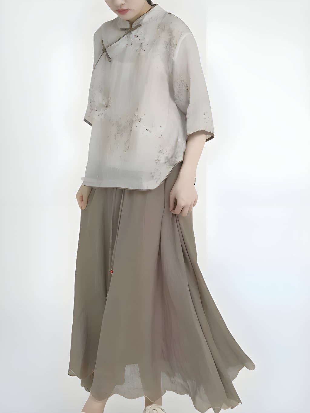 Estelle Floral Ramie Qipao Blouse - 3