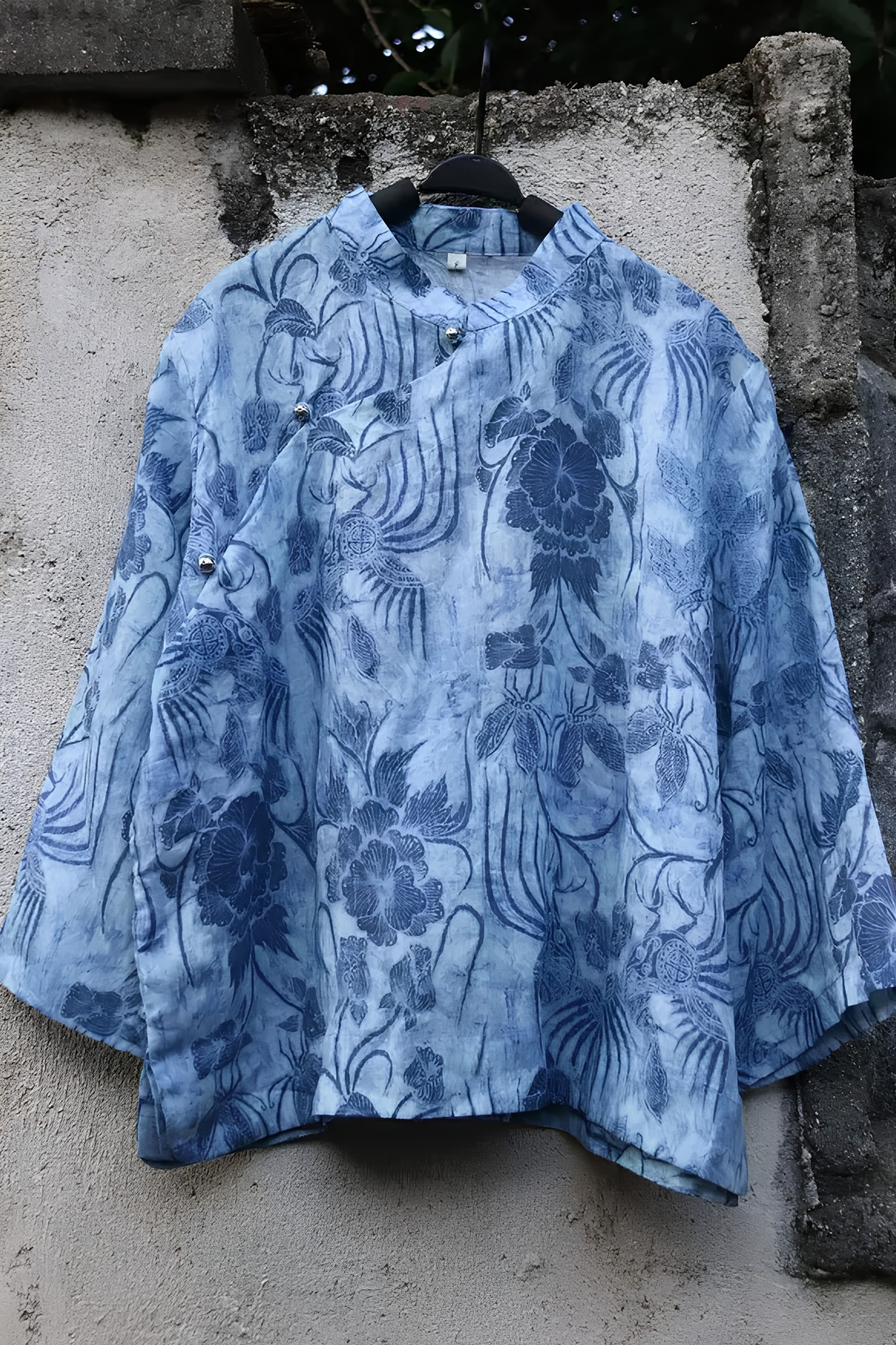 Sky Blue Qipao Blouse - 4