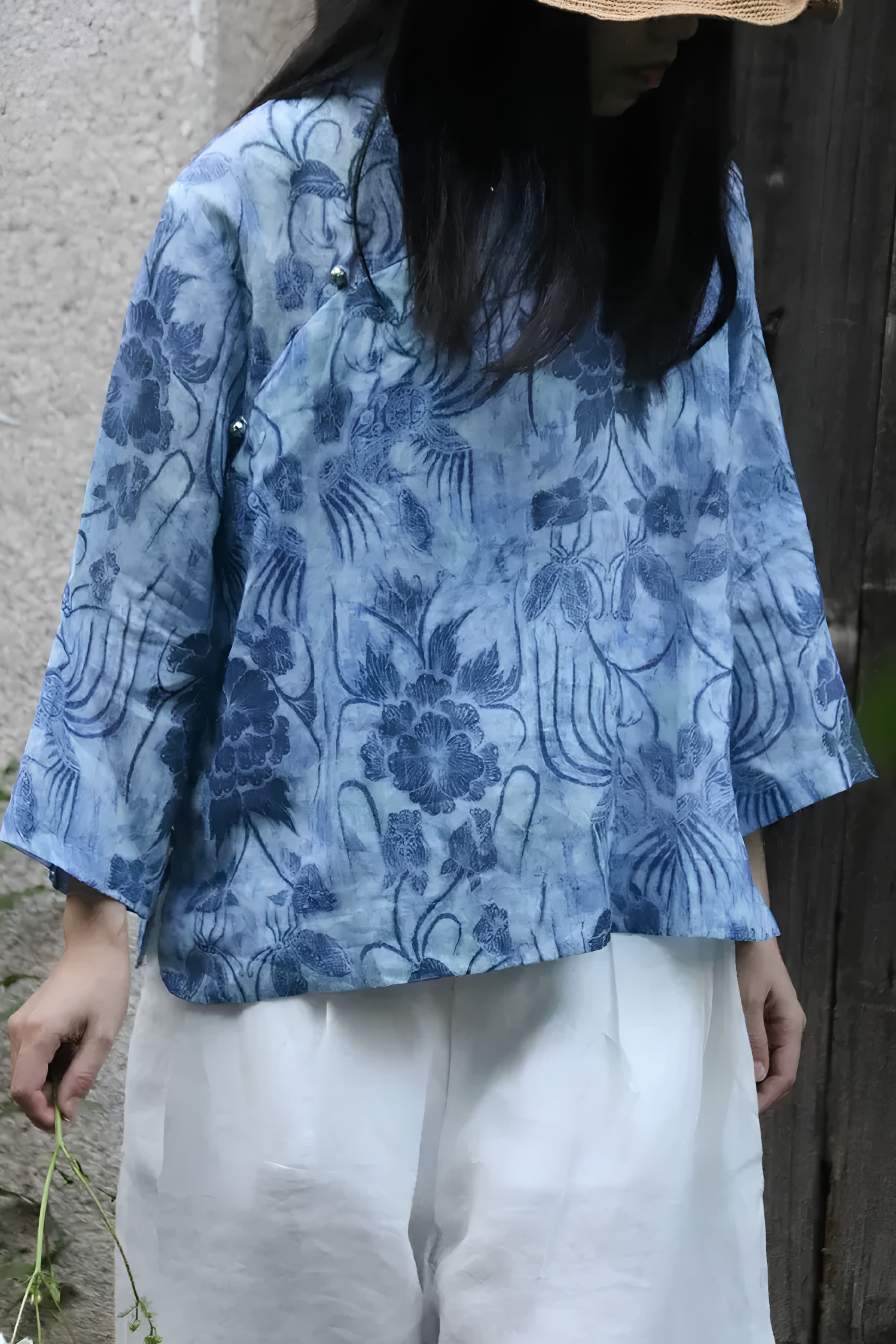 Sky Blue Qipao Blouse - 2