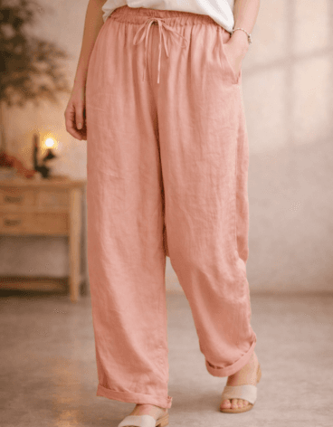 Soft Blush Ramie Pants - Image 2